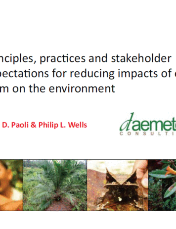 Principles, practices and stakeholder expectations for reducing impacts of oil palm on the environment